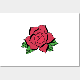 Traditional Tattoo Red Rose Posters and Art